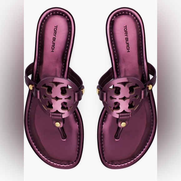 New Tory Burch miller sandals Merlot color size 6.5 - Picture 3 of 7